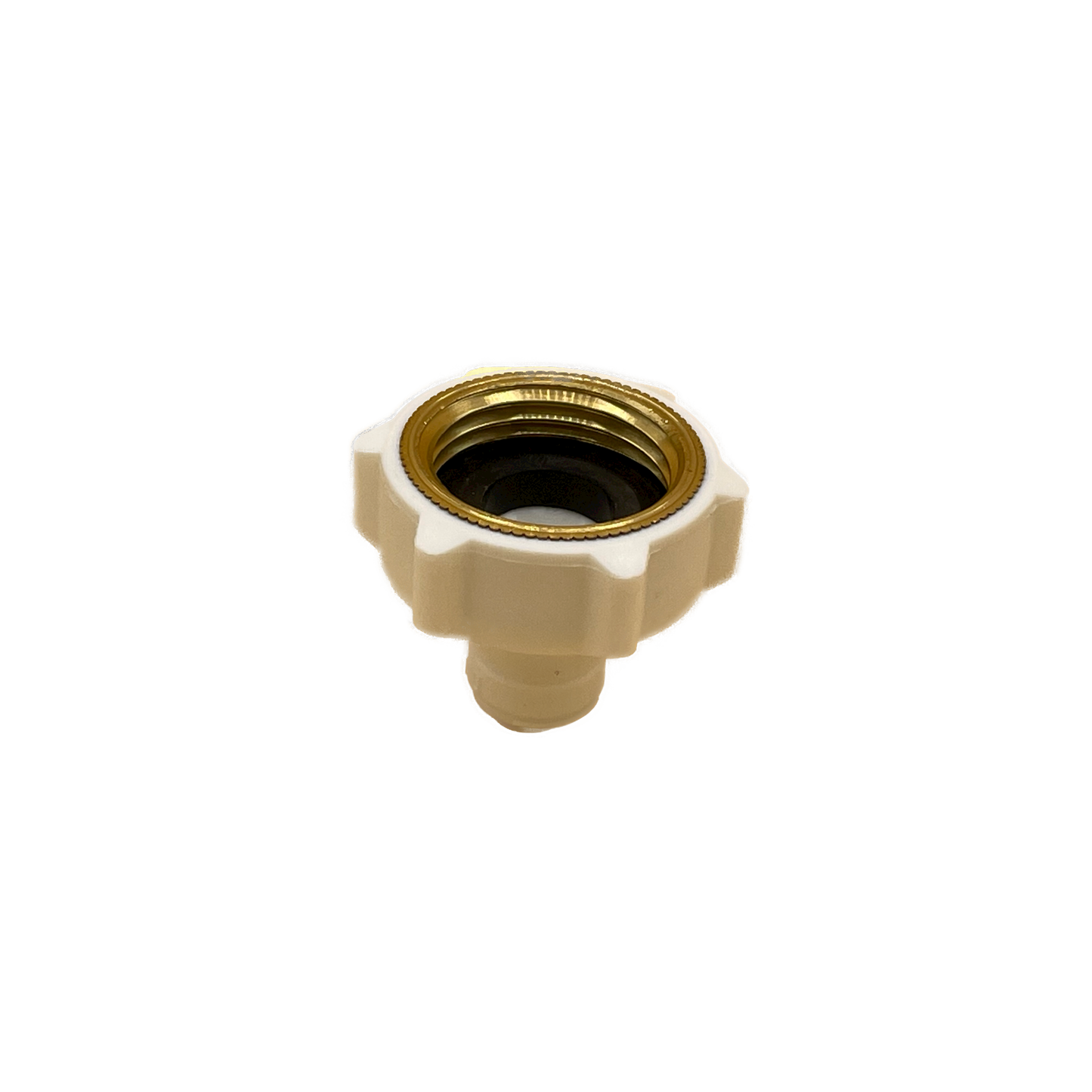 1/4" Push fit x 3/4" garden hose thread fitting. This fitting is used for specialty plumbing applications. Quick and easy connections for easy installation. DMfit AFAN0409FW
