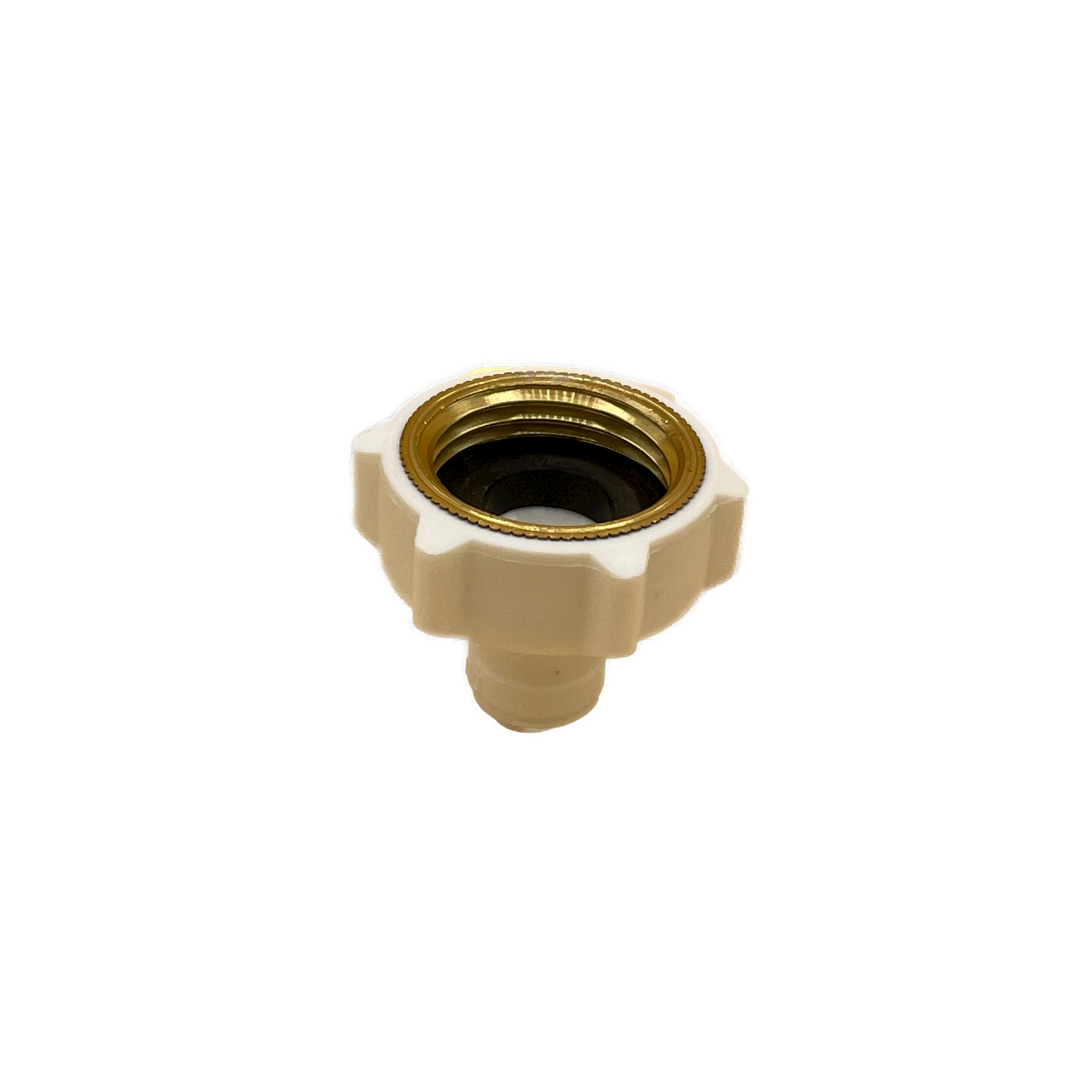 1/4" Push fit x 3/4" garden hose thread fitting. This fitting is used for specialty plumbing applications. Quick and easy connections for easy installation. DMfit AFAN0409FW