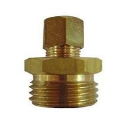 3/8" Male Compression x 3/4" Male Garden Hose Thread Brass Fitting. Shiny Brass Adapter Fitting for Plumbing Systems and Hose Connections.