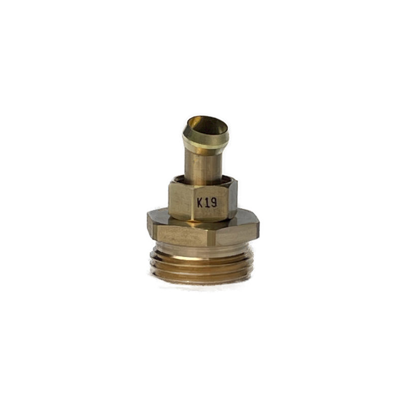 A 3/8" straight pipe male to 3/4" male GHT brass fitting, a 3/8" compression nut, and 3/8" ferrule are shown in this image. The fitting is used to connect two pipes of different sizes. The compression nut is used to secure the fitting to the pipes. The ferrule is a metal sleeve that helps to prevent leaks.