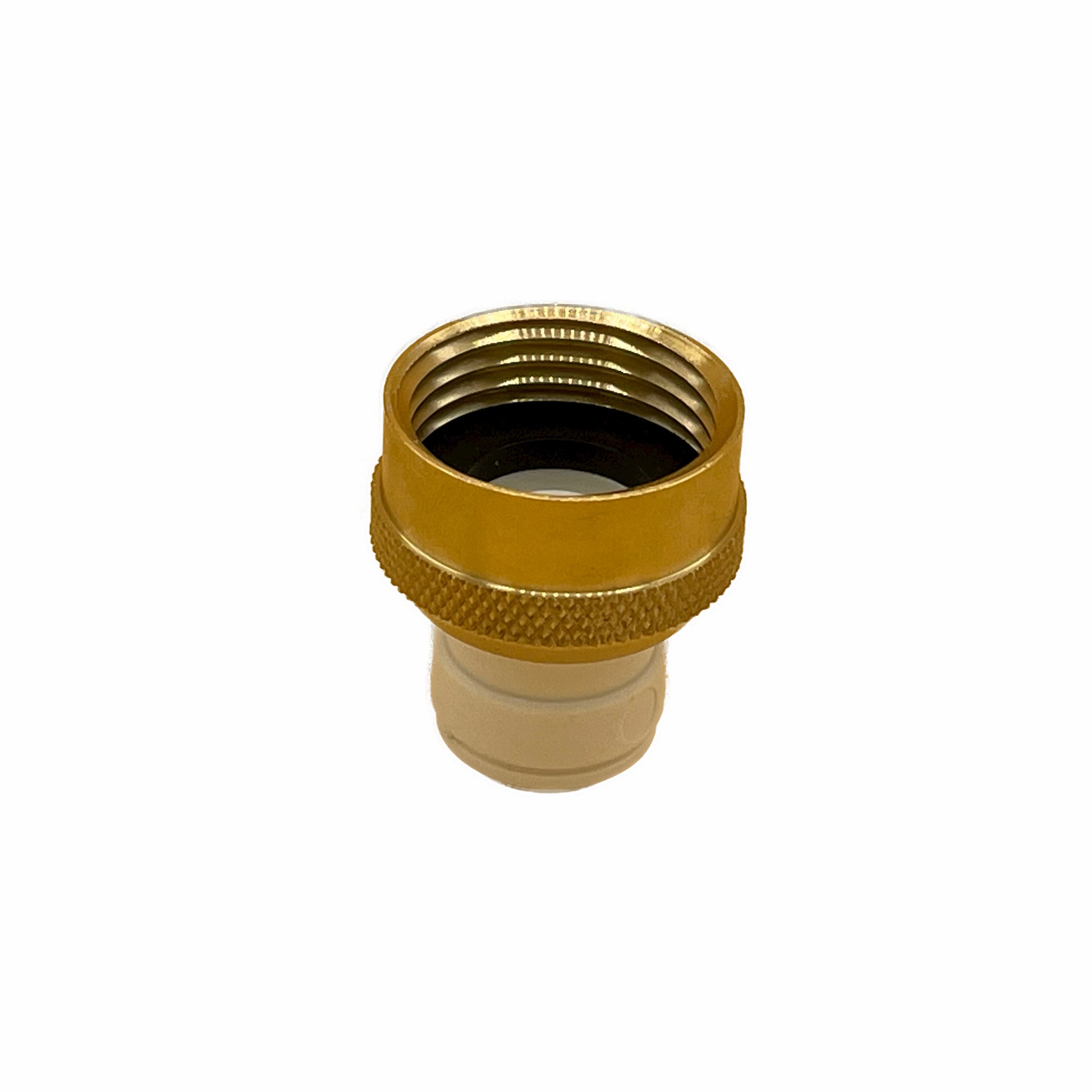 3/4" FGHT x 3/8" push fit brass fitting for quick connections and easy plumbing installations. Rubber washer. Connects nylon and copper tubing to intended application or hose.