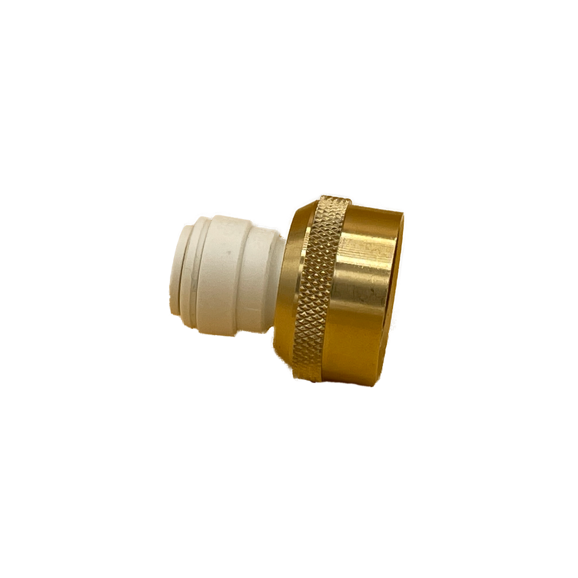 3/4" FGHT x 3/8" push fit brass fitting for quick connections and easy plumbing installations. Brass base with nylon push fitting. John Guest fitting.