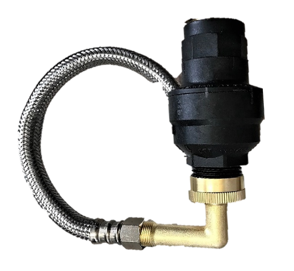 Water Block connected to a 1/2" water supply line.