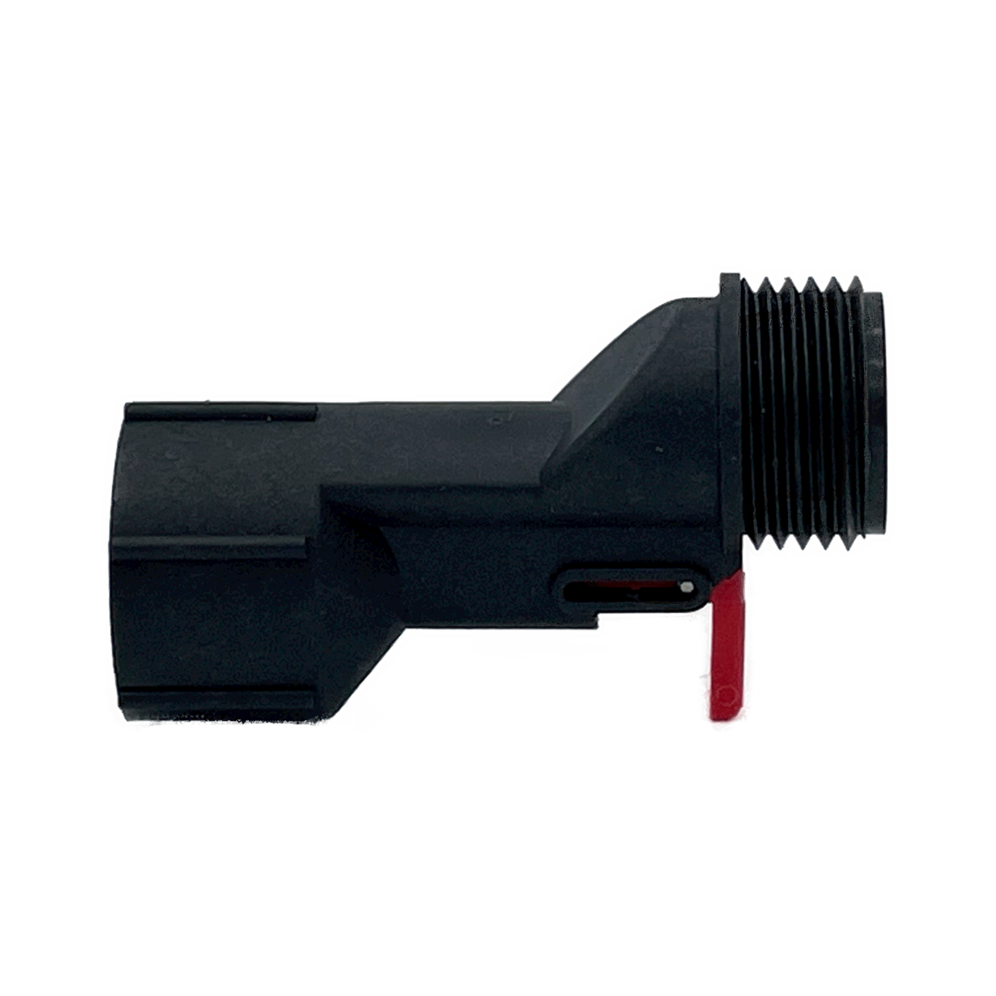 A twist on tool to reset the Eltek Water Block if water flow has stopped and is not able to flow. The Water Block Reset Tool uses a lever to compress a internal plunger with compresses the Water Block reset pin. After reset, the water flow will resume.