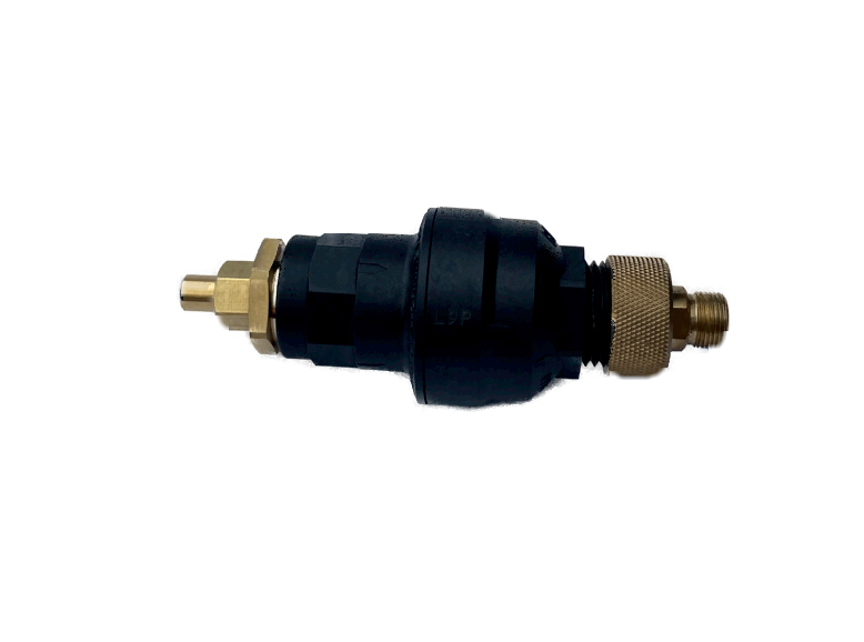 This image shows a set of brass adapters that are being connected to a toilet. The adapters are used to connect different types of pipes and fittings together. The adapters could be used with any type of 3/8" plumbing device, but they are specifically shown being used to connect a toilet.