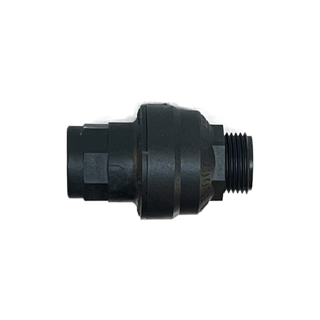 Water Block in the horizontal position. Black plastic device. Made for automatically shutting off the water in running water and leak situations.