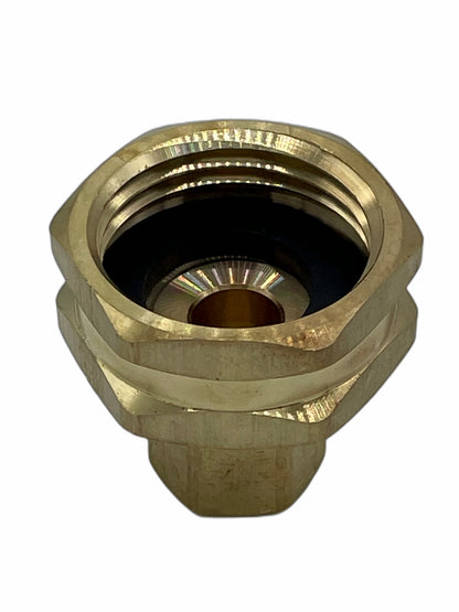 1/4" Compression x 3/4" FGHT brass adapter fitting for plumbing connections. Inside view.