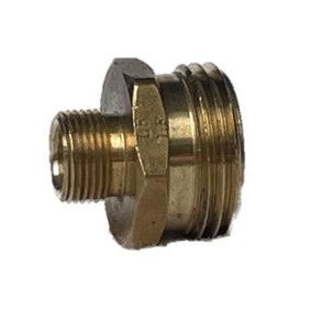 3/4" MGHT by 3/8" Compression Fitting. Brass Construction. Threaded Connection. Side View of The Fitting. 