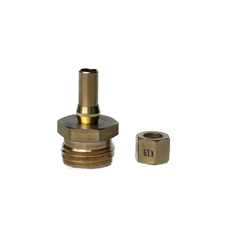 A 3/8" straight pipe male to 3/4" male GHT brass fitting, a 3/8" compression nut, and 3/8" ferrule. The fitting is made of brass and has a straight pipe connector on one end and a male GHT fitting on the other end. The compression nut is made of brass and has a 3/8" thread. The ferrule is made of brass and has a 3/8" diameter. Ideal for connecting a hose or Water Block to toilet or sink.