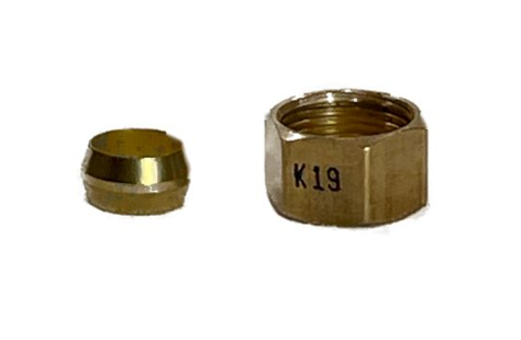 .375 inch Brass Sleeve and Nut for plumbing.