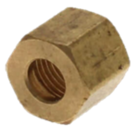 .375 inch Brass Compression Nut for plumbing and connecting to 3/8" male valves.