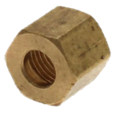 .375 inch Brass Compression Nut for plumbing and connecting to 3/8" male valves.