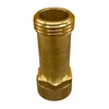 2.63" Long brass extension fitting with 3/4" inlet and outlet connection. Vertical view.