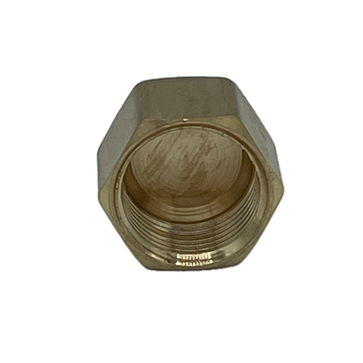3/8" OD solid brass compression cap plumbing part.