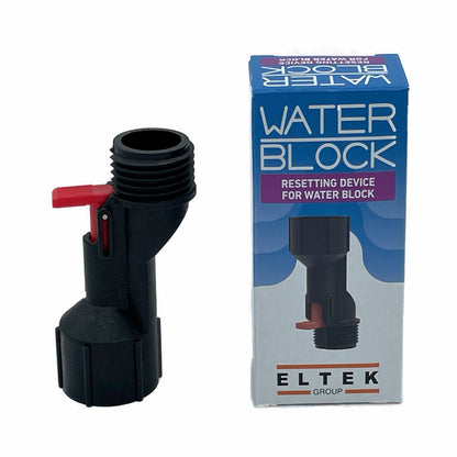 Water Block Reset Tool and the packaging the product is shipped in. Instructions included in the box. Easy and quick way to restore water flow if the Water Block leak prevention device activates and causes an impedance to water flow. 