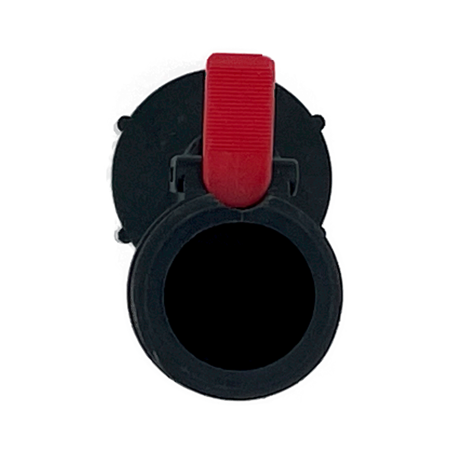 The Water Block downstream reset add-on. Red lever with black exterior. Made of hard plastic and simply screws onto the Water Block water shutoff valve. This red lever add-on screws onto your Water Block's shutoff valve for easy downstream resetting, restoring water flow in seconds.