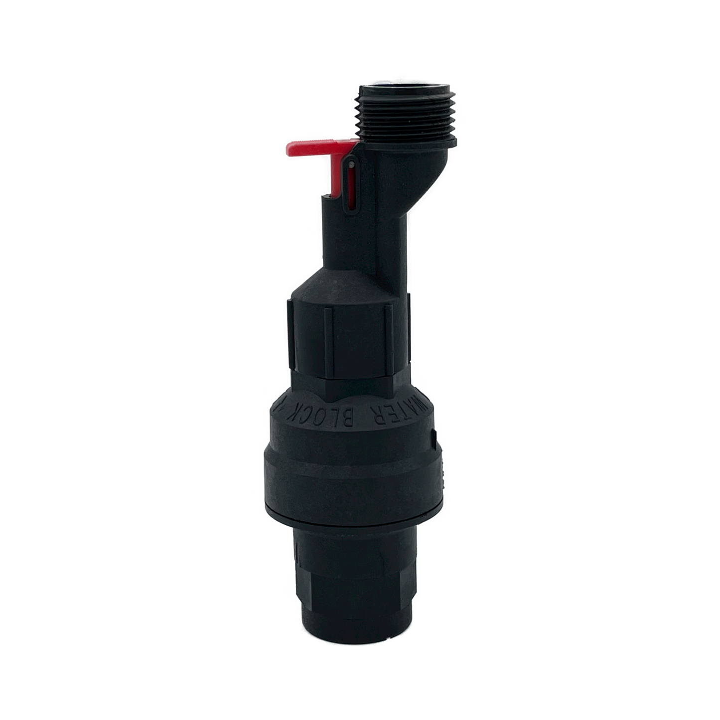 Water Block water shutoff system with the reset tool attached for easy reset. The tool will reactivate the Water Block without needing to disassemble your plumbing system. It is purely for convenience and not necessary for reset. Easy to install configuration.